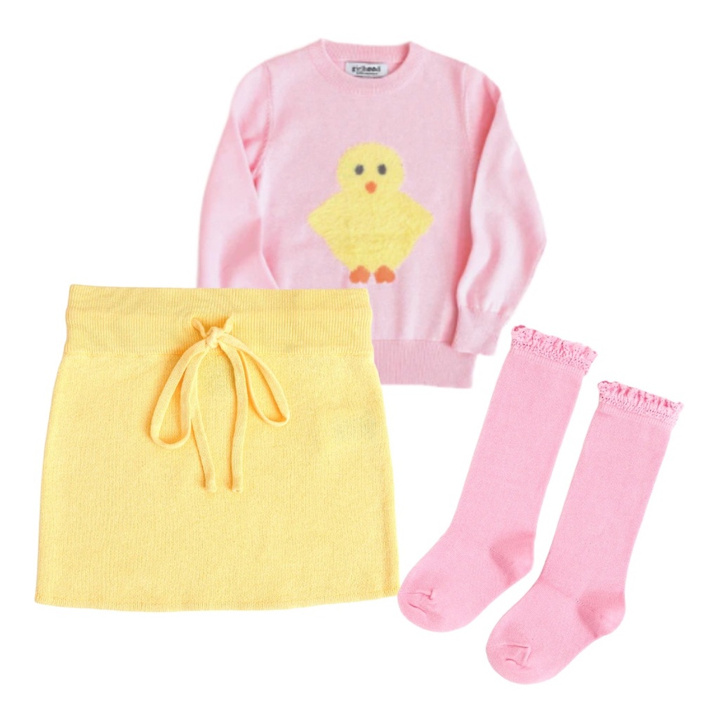 Girlhood Pink and Yellow Toddler Easter Sweater Set